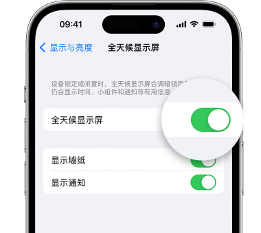 泊头苹果15预约维修分享iPhone15如何设置全天候显示屏幕可见 