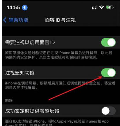 泊头苹果14维修网点分享iPhone14注视感知功能有什么用 